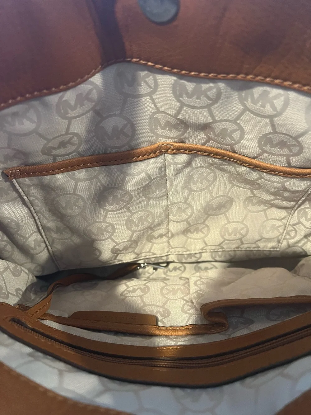 Michael Kors Hamilton Large Leather Satchel Luggage Brown Lock Key Shoulder Bag